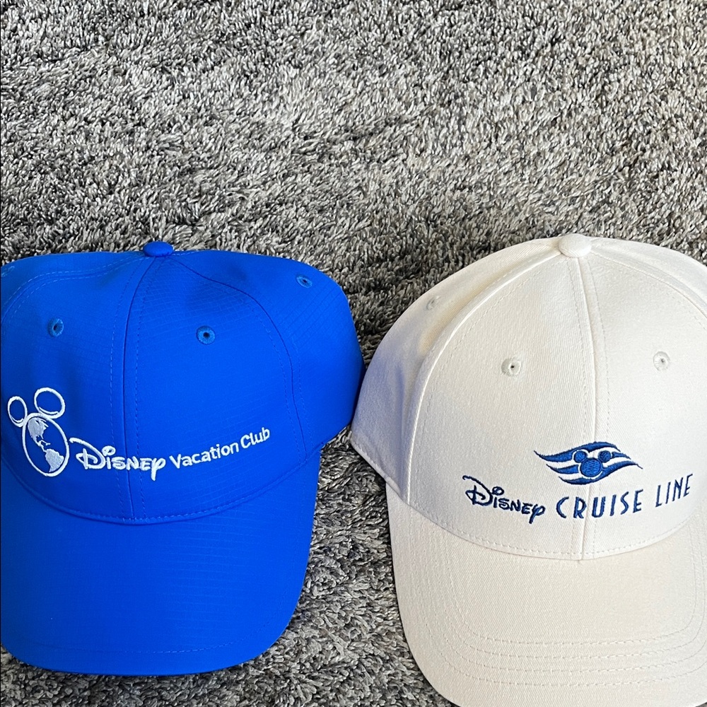 Disney Blue and White Logo Caps, set of two. New! Unisex. Adjustable.